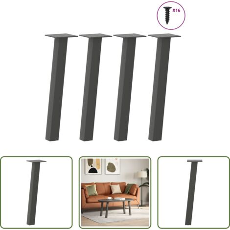 Gambe in acciaio -  Gambe per tavolino 4 pz Antracite 30 cm Acciaio