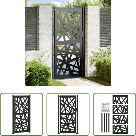 Cancello in acciaio -  Cancello da giardino nero 100x200 cm in acciaio design leggero