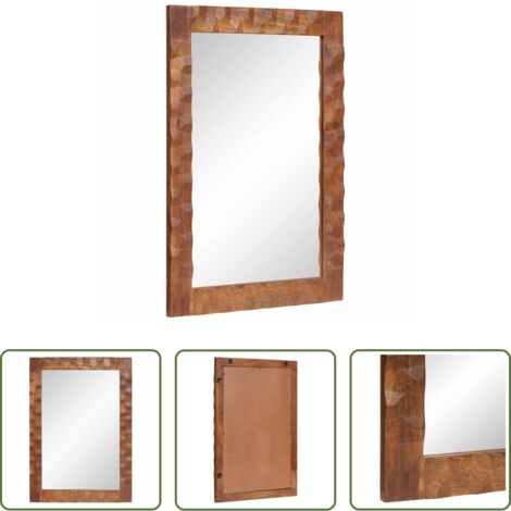 Specchio in legno - Specchio da bagno Finitura Marrone Acacia 50 x 70 x 2,5 cm