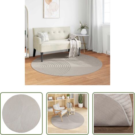 Tappeto antiscivolo -  Tappeti per area Rotondo GALATI Crema Ø 120 CM Poliestere