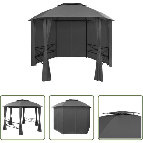 Tende esagonali - Gazebo Padiglione da Giardino con Tende Esagonale 360x265 cm