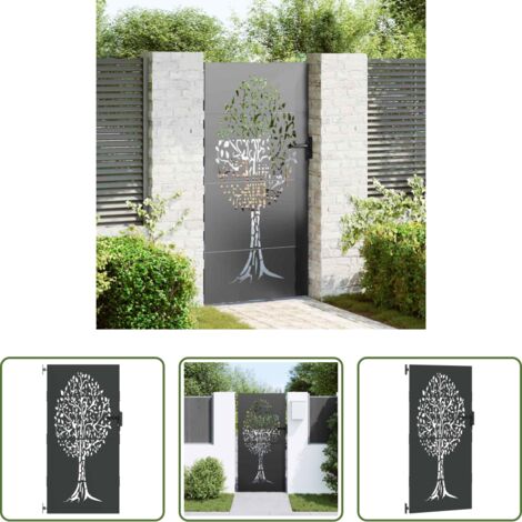 Cancello in acciaio -  Cancello da giardino con blocco Nero 85 x 200 cm