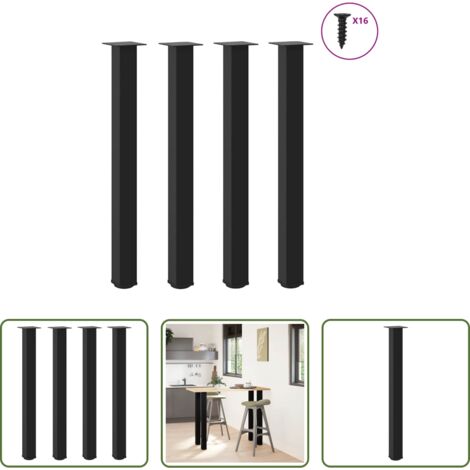 Tavolo da bar -  Gambe per tavolo da bar 4 pz nere 100-102 cm in acciaio