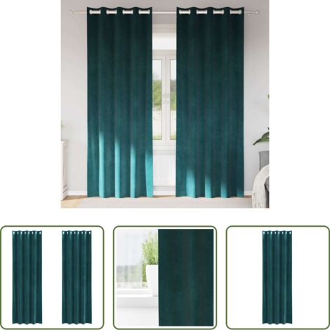 Tende in velluto -  Tende oscuranti 2 pcs Verde Scuro 140 x 225 cm Velluto