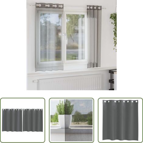Tende grigio scuro -  Tende in Voile con Occhielli 2 pz Grigio Scuro 140x140 cm