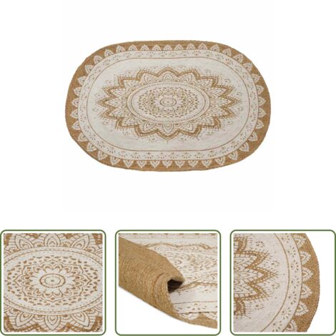 Tappeto floreale -  Tappeto in Juta Floreale Naturale 100 x 152 cm Juta