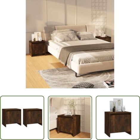 Comodini -  Comodini 2 pz Rovere Fumo 45x34x44,5 cm in Truciolato