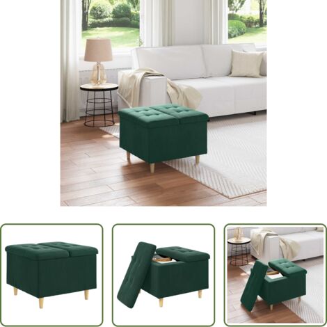 Stoccaggio nascosto -  Pouf contenitore Verde Scuro 60 x 60 x 45 cm Velluto