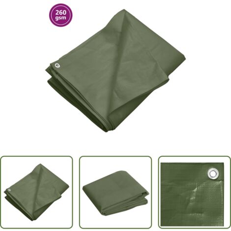 vidaXL Telo per copertura -  Telone 260 g/m² 2x3 m Verde HDPE