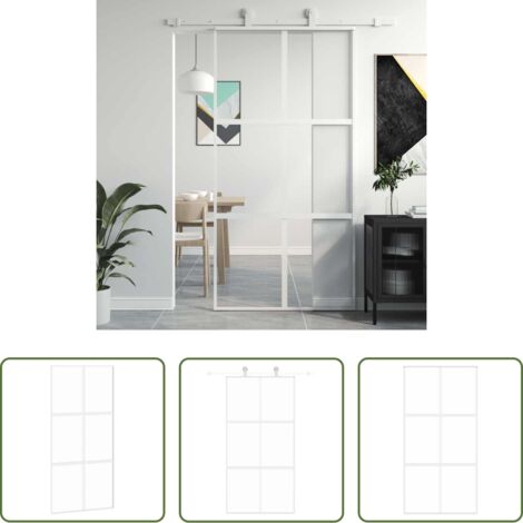 vidaXL Alluminio -  Porta Scorrevole Bianca 102,5x205cm Vetro Temperato e Alluminio