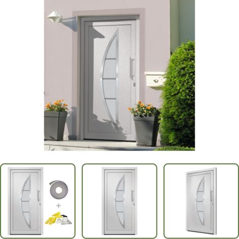 vidaXL Alluminio -  Porta di Ingresso Bianca 98x208 cm