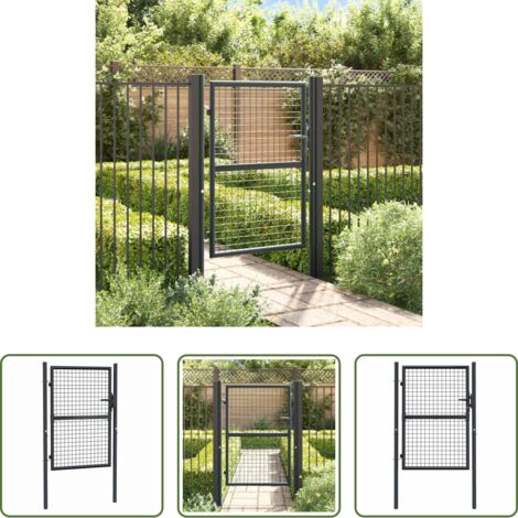 vidaXL Recinzione per giardino - Cancello da Giardino in Rete di Acciaio Zincato 100x125 cm Grigio