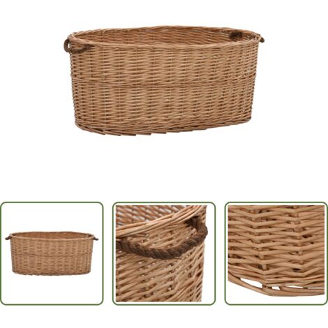 vidaXL Cesta in salice -  Cesta per Legna con Maniglie 78x54x34cm Salice Naturale
