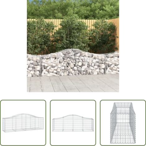 vidaXL Gabbione Decorativo - Cesto Gabbione ad Arco 200x50x60/80 cm Ferro Zincato