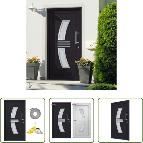 vidaXL Porta d'ingresso in alluminio -  Porta di Ingresso Antracite 108x200 cm
