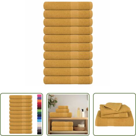 vidaXL Cotone per sauna - Asciugamani per sauna FROGN 10 pezzi Oro 80x200 cm 360 g/m²