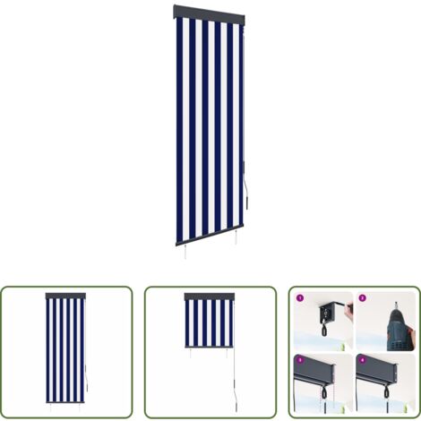 vidaXL Tenda per giardino -  Tenda a Rullo per Esterni 60x250 cm Blu e Bianca