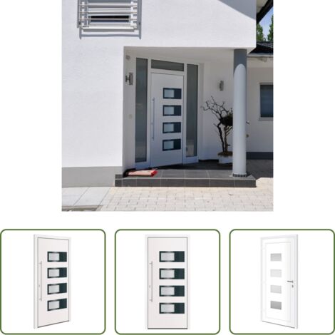 vidaXL PVC -  Porta Ingresso Bianca 100x210 cm in Alluminio e PVC
