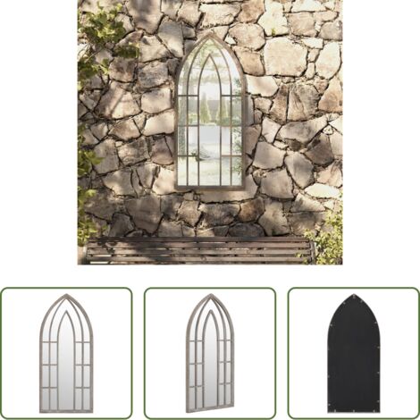 vidaXL Specchio esterno -  Specchio da Giardino Sabbia 100x45 cm in Ferro per Uso Esterno