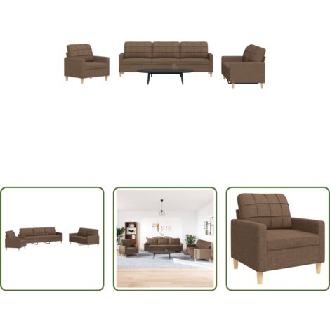 vidaXL Divano marrone - Set di Divani 3 pz Marrone in Tessuto