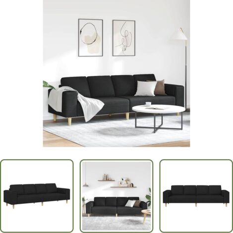 vidaXL Poliestere -  Divano per Soggiorno Nero 250 x 77 x 76 cm Poliestere