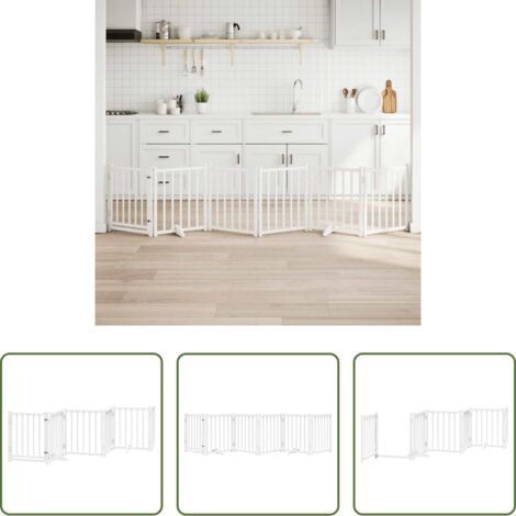 vidaXL Cancello per cani pieghevole - Cancello Cani Pieghevole Bianco 6 Pannelli 300cm Massello Abete