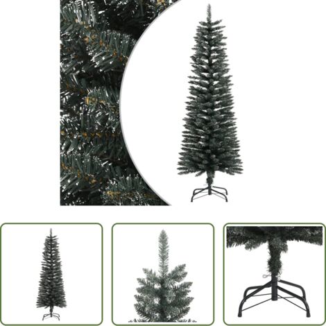 vidaXL Albero di Natale con Base -  Albero di Natale Artificiale Sottile con Base Verde 120 cm PVC