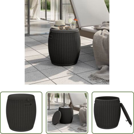 vidaXL Sgabello da esterno - Contenitore da Giardino 4 in 1 Polipropilene Nero