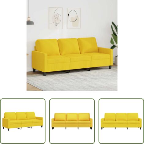 vidaXL Divano moderno - Divano a 3 Posti Giallo Chiaro 180 cm in Tessuto