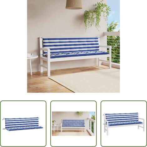 vidaXL Cuscini per patio -  Cuscini per Panca 2 pz Strisce Blu e Bianche in Tessuto Oxford