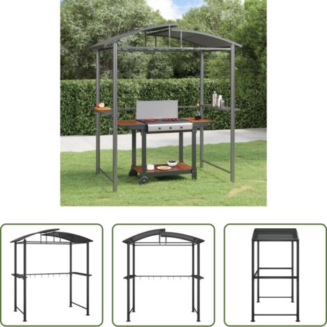 vidaXL Ripiani laterali -  Gazebo Barbecue Ripiani Laterali Antracite 210x114x230 Acciaio