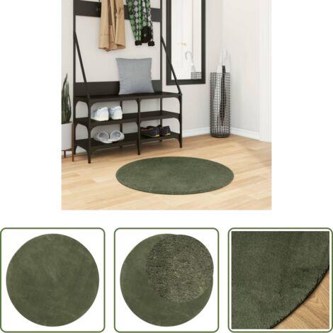 vidaXL Tappeto lavabile -  Tappeto Pelo Corto HUARTE Morbido Lavabile Verde Bosco Ø 80 cm