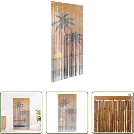 vidaXL Protezione da insetti -  Tenda Antimosche per Porte Stampa Palma 100x200 cm Bambù
