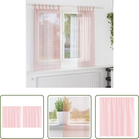 vidaXL Tende per finestre -  Tende in Voile con Passanti 2 pz Rosa Chiaro 140x140 cm
