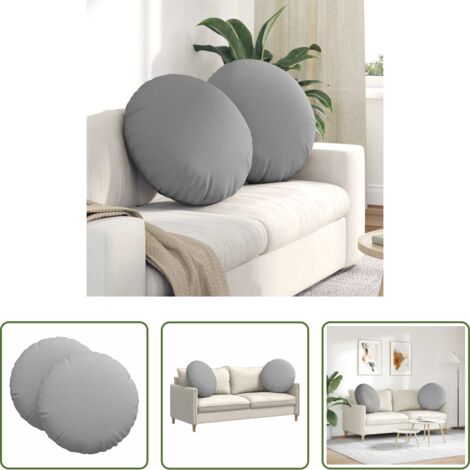 vidaXL Cuscini per camera da letto - Cuscini per Seduta 2 pcs Grigio Nuvola Ø60 x 21 cm Tessuto