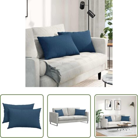 vidaXL Cuscini per soggiorno - Cuscini da Divano 2 pcs Blu 60 x 40 cm Tessuto