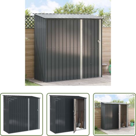vidaXL Casetta da giardino resistente - Casette da giardino Antracite 203 x 85,5 x 200 cm Metallo