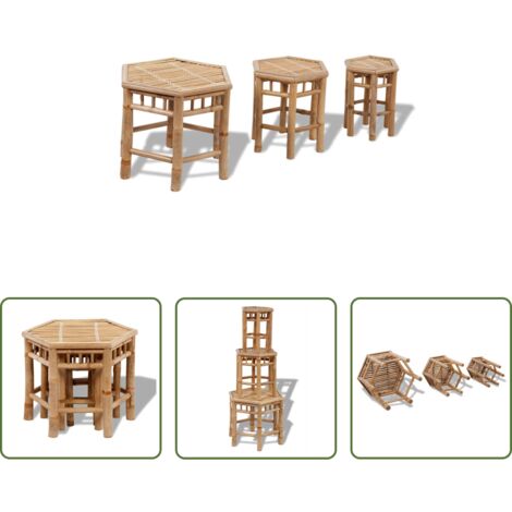 vidaXL Sgabelli esterni - Sgabelli da Giardino 3 pz in Bambù