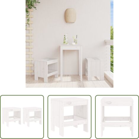 vidaXL Sgabelli da patio - Sgabelli da Giardino 2pz Bianchi 40x36x45cm Legno Massello Pino