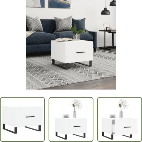 vidaXL Tavolino in legno multistrato - Tavolino da Salotto Bianco 50x50x40 cm in Legno Multistrato