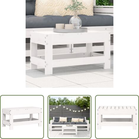 vidaXL Tavolino da giardino -  Poggiapiedi da Giardino Bianco 62x30x32 cm Legno Massello Pino