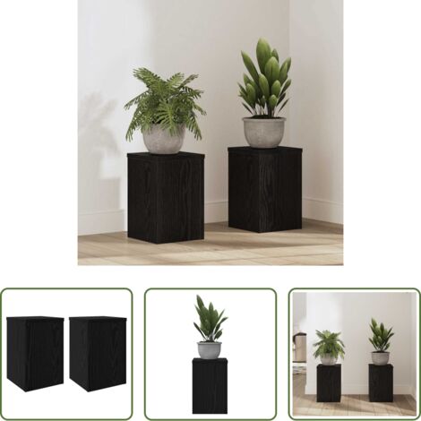 vidaXL Supporto per piante in legno -  Supporto per piante 2 pcs Rovere Nero 20 x 20 x 30 cm