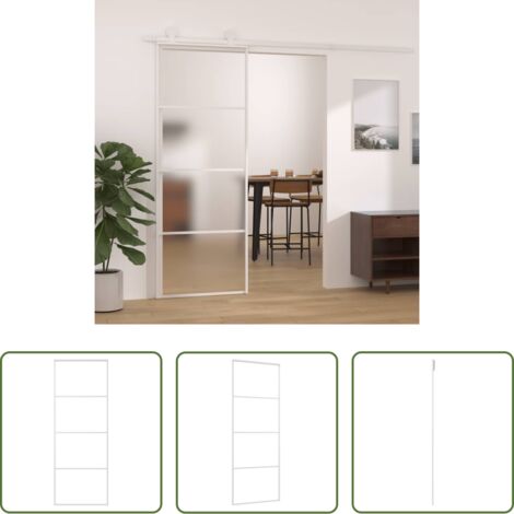 Porta scorrevole in alluminio -  Porta Scorrevole in Vetro ESG e Alluminio 75x205 cm Bianca
