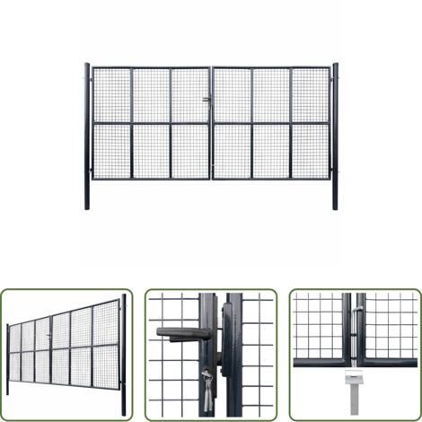 Cancelletto in acciaio zincato -  Cancello da Giardino in Rete di Acciaio Zincato 400x175 cm Grigio