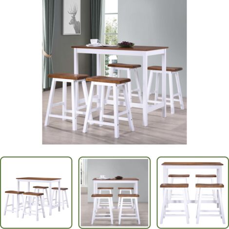 Sgabelli da bar -  Set Tavolo da Bar e Sgabelli 5 pz in Legno Massello
