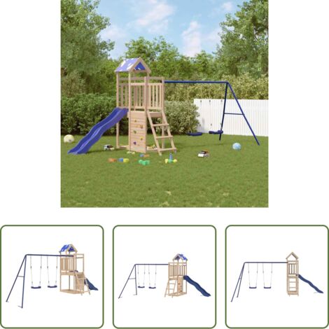 Parco giochi per bambini -  Set da Gioco da Esterno in Legno Massello di Pino