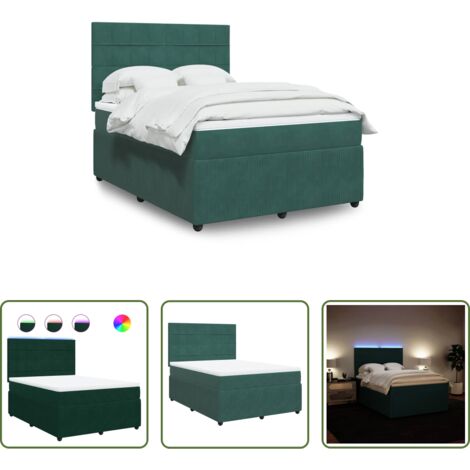 Materasso a molle insacchettate -  Giroletto a Molle con Materasso Verde Scuro 140x200 cm Velluto