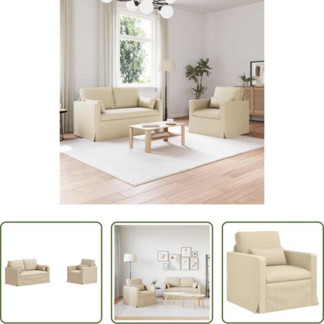 Divano ergonomico - Set di divani 2 pcs Crema 139 x 78 x 80 cm Tessuto