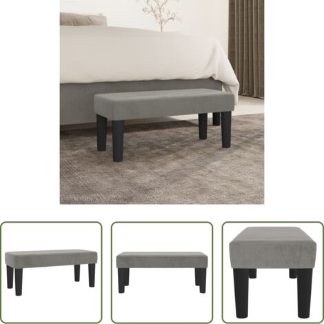 Seduta comoda -  Panca Grigio Chiaro 70x30x30 cm in Velluto