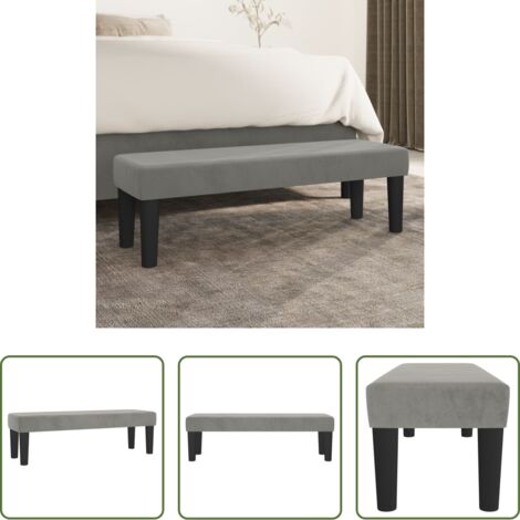 Seduta comoda -  Panca Grigio Chiaro 100x30x30 cm in Velluto